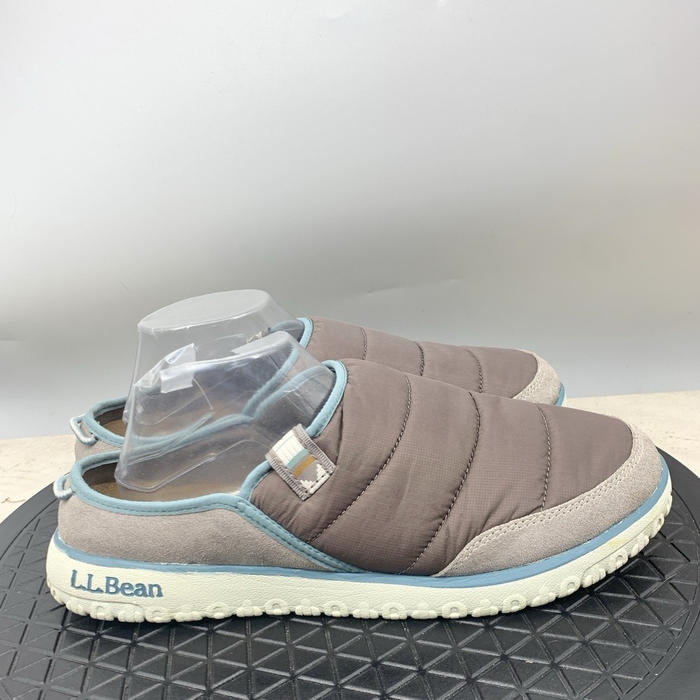 LL Bean Slippers Women‎ Size 11 Shoes Gray Blue Quilted Mocs Slip On